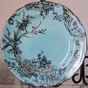 222 FIFTH ADELAIDE TURQUOISE & SILVER SALAD PLATE 8 3/4TH INCH NEW